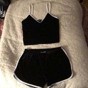 Black and white velvet set